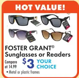 Boscov's FOSTER GRANT Sunglasses or Readers offer