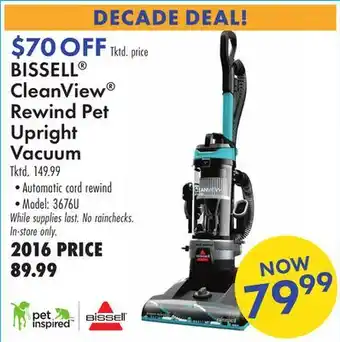 Boscov's BISSELL CleanView Rewind Pet Upright Vacuum offer