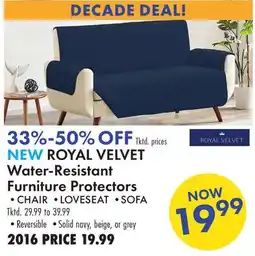 Boscov's NEW ROYAL VELVET Water-Resistant Furniture Protectors offer