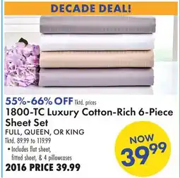 Boscov's 1800-TC Luxury Cotton-Rich 6-Piece Sheet Set offer