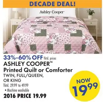Boscov's ASHLEY COOPER Printed Quilt or Comforter offer
