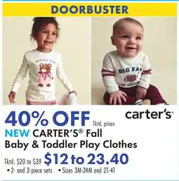 Boscov's NEW CARTER'S Fall Baby & Toddler Play Clothes offer