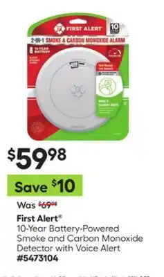 Lowe's 10-Year Battery-Powered Smoke and Carbon Monoxide Detector with Voice Alert offer
