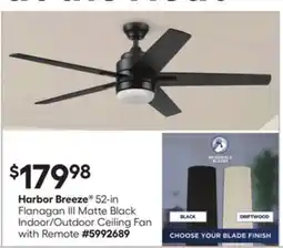 Lowe's 52-in Flanagan III Matte Black Indoor/Outdoor Ceiling Fan with Remote offer