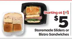 Weis Markets Storemade Sliders or Bistro Sandwiches offer