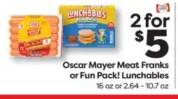 Weis Markets Oscar Mayer Meat Franks or Fun Pack! Lunchables offer