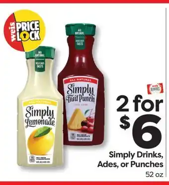 Weis Markets Simply Drinks, Ades, or Punches offer
