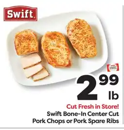 Weis Markets Swift Bone-In Center Cut Pork Chops or Pork Spare Ribs offer