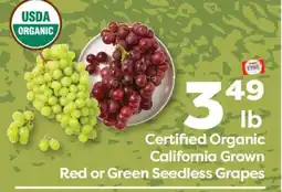 Weis Markets Certified Organic California Grown Red or Green Seedless Grapes offer
