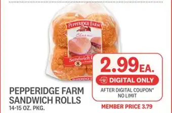 Kings Food Markets PEPPERIDGE FARM SANDWICH ROLLS offer