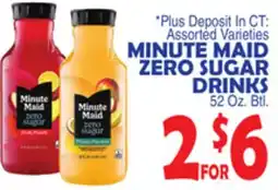 Bravo Supermarkets MINUTE MAID ZERO SUGAR DRINKS offer