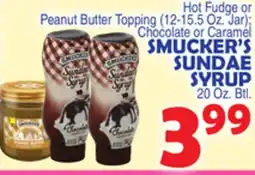Bravo Supermarkets SMUCKER'S SUNDAY SYRUP, 20 Oz. Btl offer