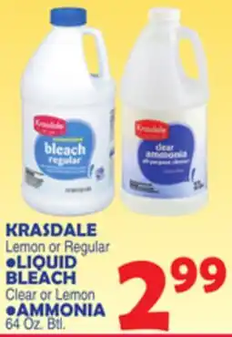 Bravo Supermarkets KRASDALE, LIQUID BLEACH, AMMONIA offer