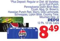 Bravo Supermarkets Plus Deposit: Regular or Diet: All Varieties offer