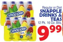 Bravo Supermarkets SNAPPLE DRINKS & TEAS offer
