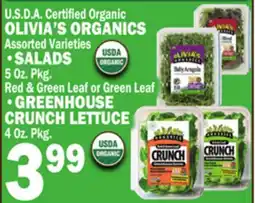 Bravo Supermarkets OLIVIA'S ORGANICS SALADS, 5 oz. pkg offer