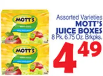 Bravo Supermarkets MOTT'S JUICE BOXES offer