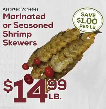 DeCicco & Sons Marinated or Seasoned Shrimp Skewers offer