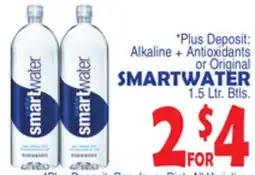 Bravo Supermarkets Plus Deposit: Alkaline + Antioxidants or Original SMARTWATER offer