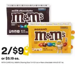 CVS ALL M&M's Sharing Size 7.4-10.1 oz or Mars chocolate minis 8-9.7 oz offer