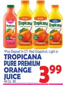 Bravo Supermarkets TROPICANA PURE PREMIUM ORANGE JUICE offer