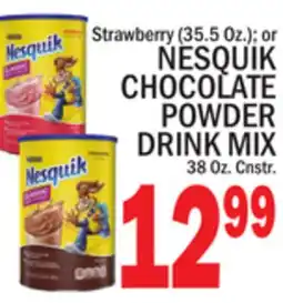 C Town NESQUIK CHOCOLATE POWDER DRINK MIX 38 Oz. Cnstr offer