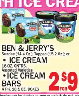 C Town • ICE CREAM 16 OZ. CNTRS. • ICE CREAM BARS 4 PK. 10.1 OZ. BOXES offer