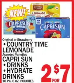 C Town •COUNTRY TIME LEMONADE CAPRI SUN •DRINKS •HYDRATE DRINKS offer