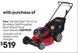 Lowe's 60-Volt Max 21-in Cut Brushless Self-Propelled Rear-Wheel Drive Lawn Mower offer