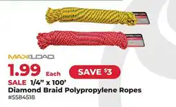 Runnings Maxload 1/4 x 100' Diamond Braid Polypropylene Ropes offer
