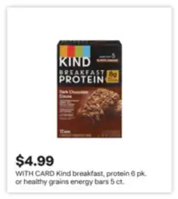 CVS Kind breakfast, protein 6 pk. or healthy grains energy bars 5 ct offer