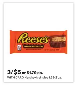 CVS Hershey's singles 1.39-2 oz offer