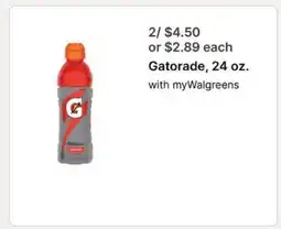 Walgreens Gatorade, 24 oz offer