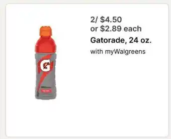 Walgreens Gatorade, 24 oz offer