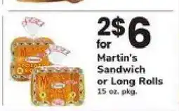 Safeway Martin's Sandwich or Long Rolls offer