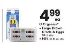 Safeway O Organics Large Brown Grade A Eggs & Milk offer