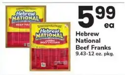 Safeway Hebrew National Beef Franks offer