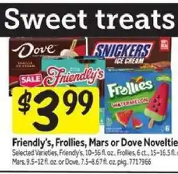 Stop&Shop Friendly's, Frollies, Mars or Dove Novelties offer