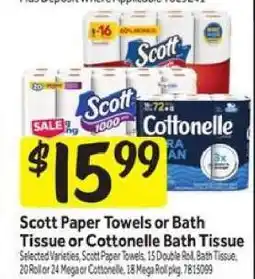 Stop&Shop Scott Paper Towels or Bath Tissue or Cottonelle Bath Tissue offer
