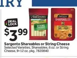 Stop&Shop Sargento Shareables or String Cheese offer