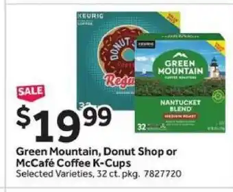 Stop&Shop Green Mountain, Donut Shop or McCafé Coffee K-Cups offer
