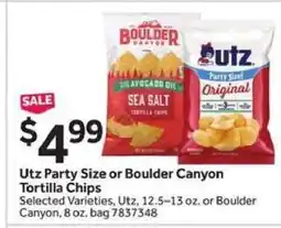 Stop&Shop Utz Party Size or Boulder Canyon Tortilla Chips offer