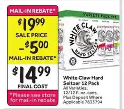 Stop&Shop White Claw Hard Seltzer 12 Pack offer
