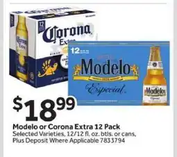 Stop&Shop Modelo or Corona Extra 12 Pack offer