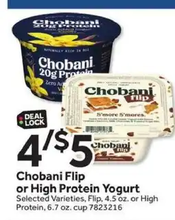 Stop&Shop Chobani Flip or High Protein Yogurt offer