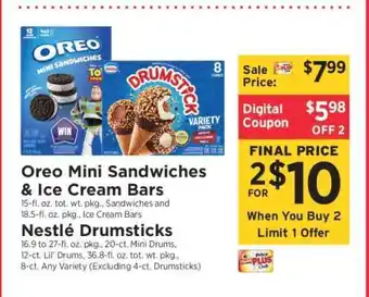 Oreo Mini Sandwiches & Ice Cream Bars, Nestlé Drumsticks