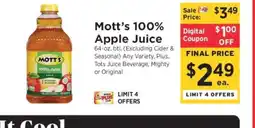 ShopRite Mott's 100% Apple Juice offer