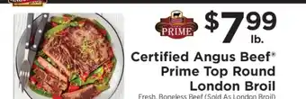 ShopRite Certified Angus Beef Prime Top Round London Broil offer