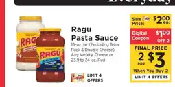 ShopRite Ragú Pasta Sauce offer
