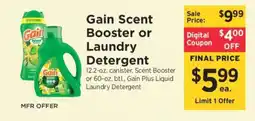 ShopRite Gain Scent Booster or Laundry Detergent offer
